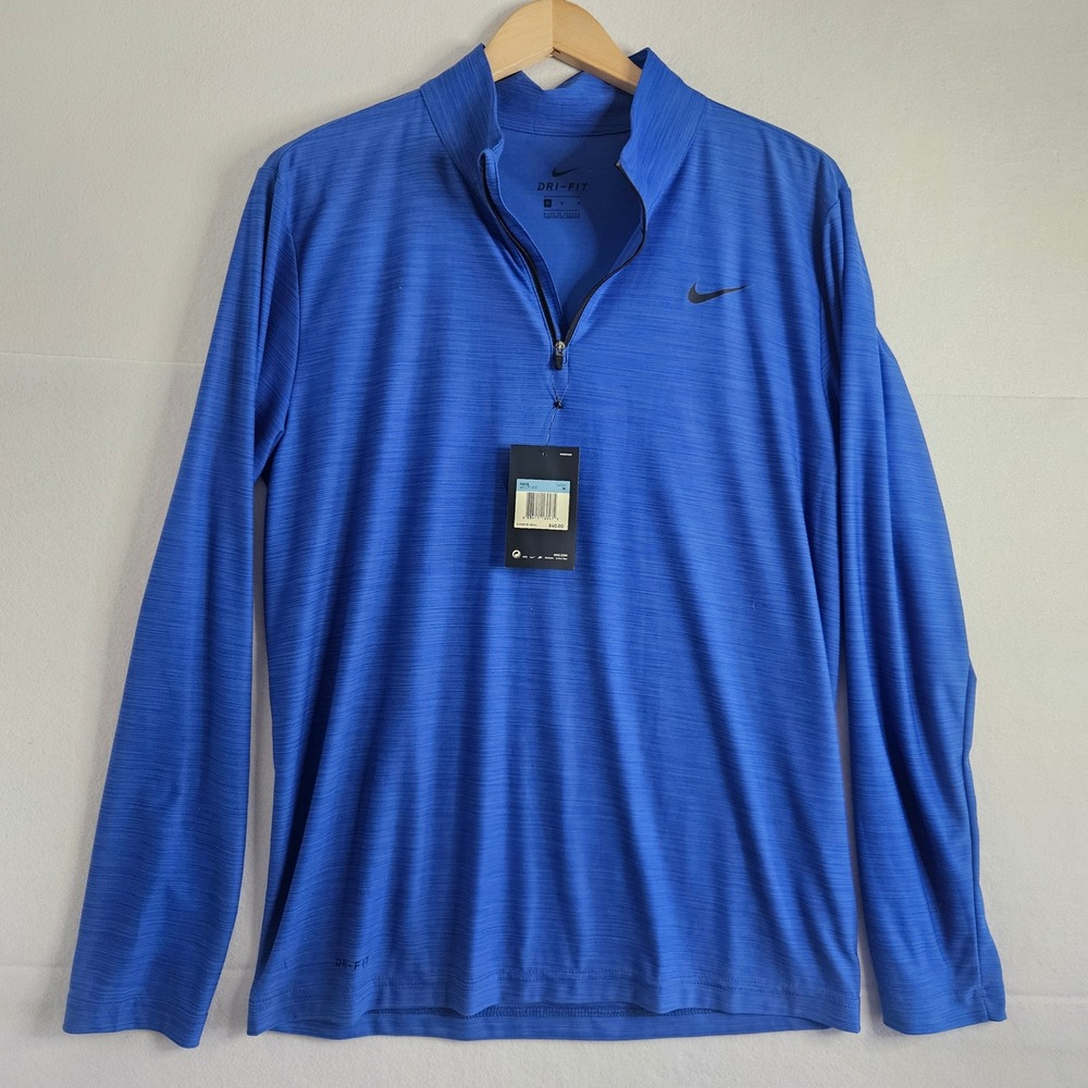 Nike Mens Breathe Dri-FIT Quarter Zip Training Top Blue 940177-405 Size M NWT